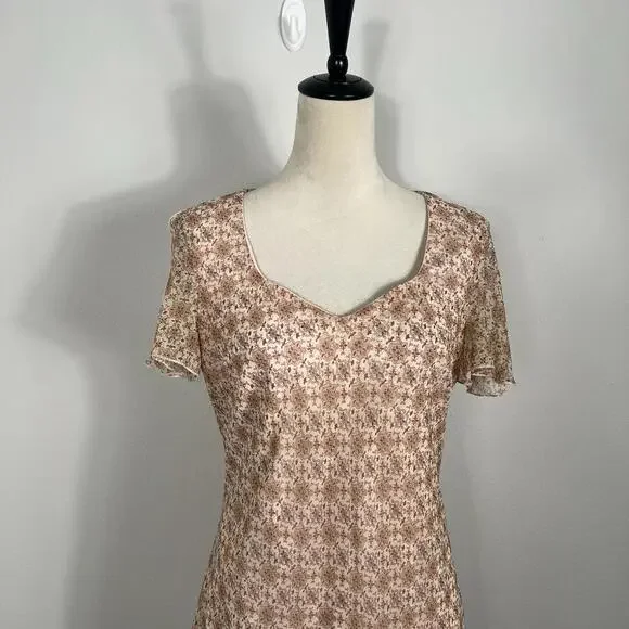 Vintage Cottage Core Prairie Dress Womens Floral Tea Midi Dress Size 12 - Picture 2 of 8